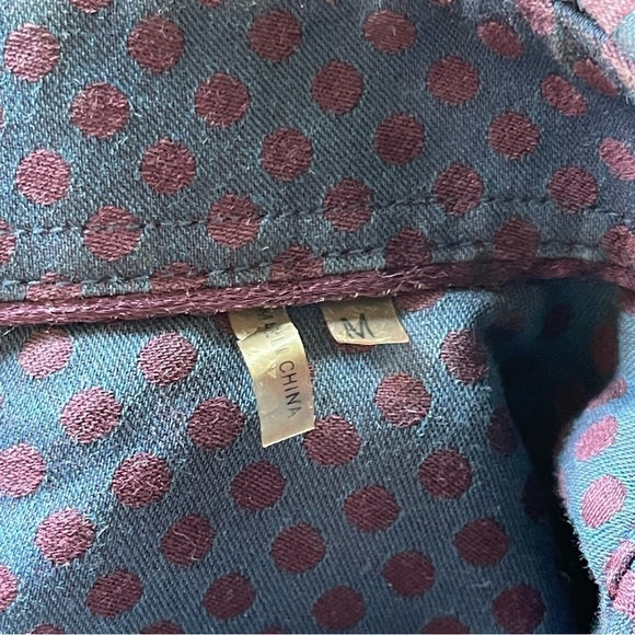 Bugatchi Uomo James Oooh Cotton button up shirt navy with purple polka dots Med - Picture 6 of 8